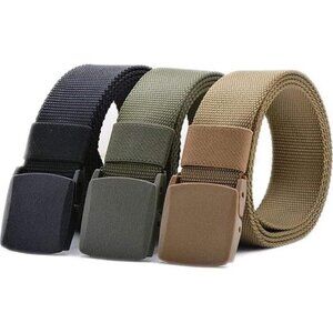 3Pack Nylon Military Tactical Men Belt, Webbing Canvas Outdoor Web Belt